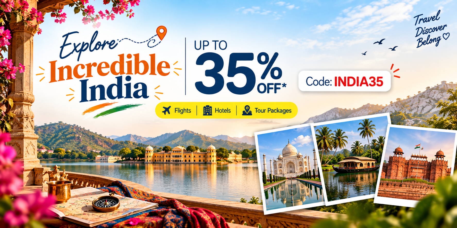 Explore Incredible India, up to 35% off, code INDIA35